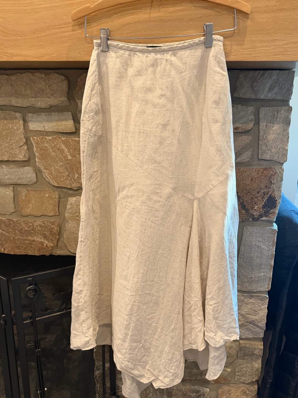Theory 100% Linen Asymmetrical Maxi Skirt | Minimalist Ivory Neutral size 2 - Picture 7 of 12